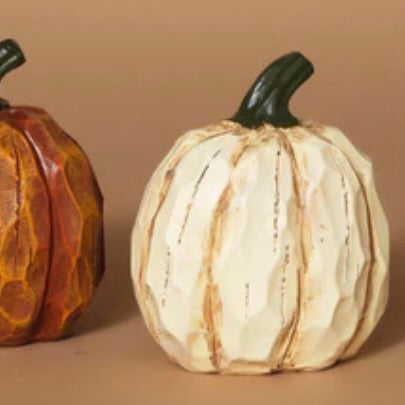 White Wood Look Pumpkin Small