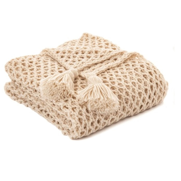 Natural Knitted Throw