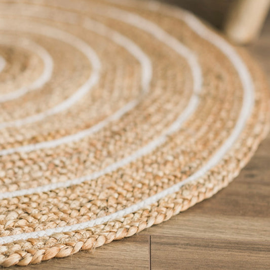 Rug - Round Jute with Cream Stripe