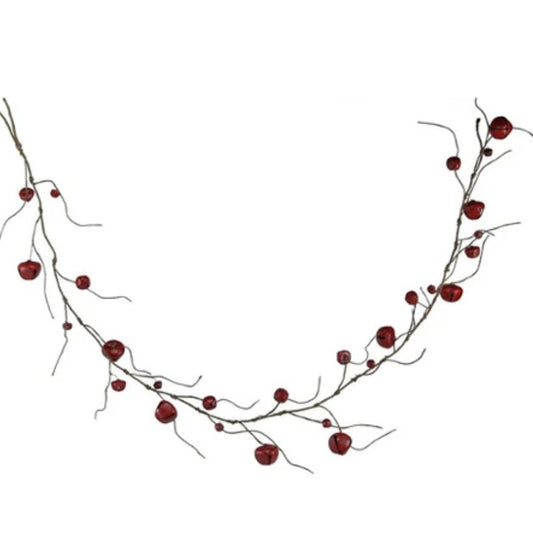 Red Jingle Bell Curly Twig Garland 60"