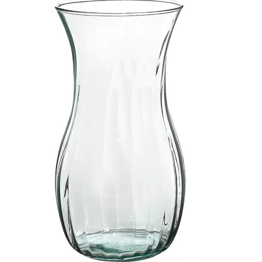 Vase - Fluted Recycled Glass Tapered Neck