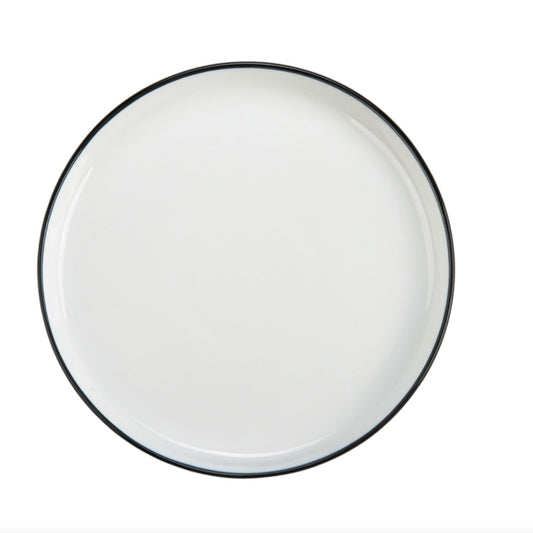 White Dinner Plate Black Rim