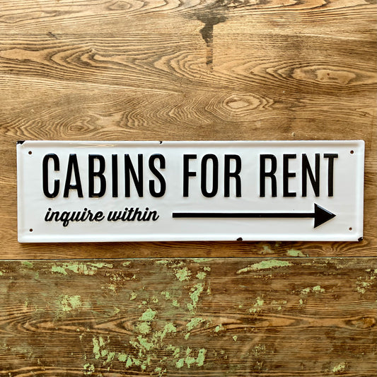 Cabins for Rent Sign