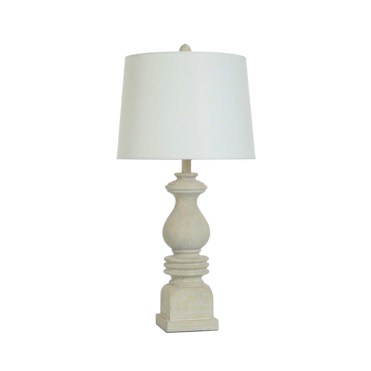 Table Lamp - Turned Ivory Textured White Shade 12D x 31H