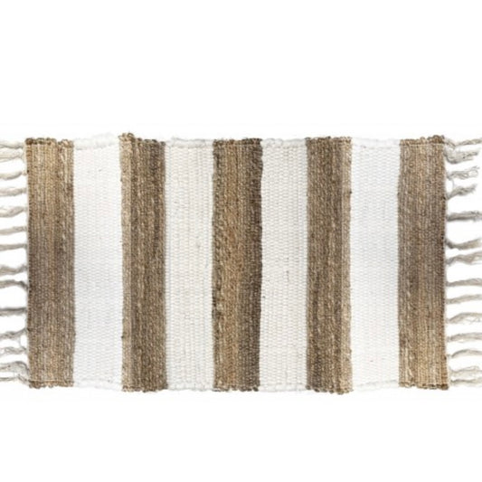 Rug - Jute & Ivory Cotton Stripe