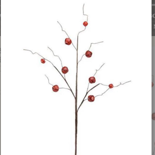 Red Jingle Bell Curly Twig Spray