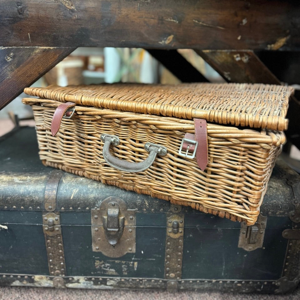 Vintage Picnic Basket - Includes Some Utensils