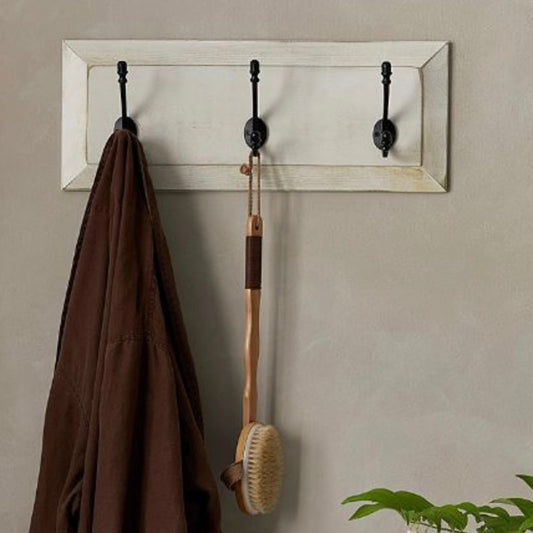 Panel Coat Rack - 3 Hook Antique Dove