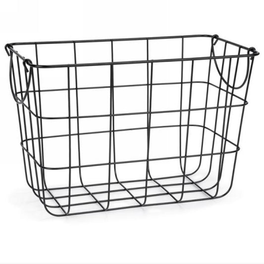 Black Rectangular Wire Basket with Handles