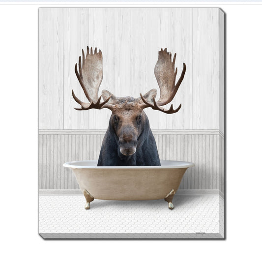 Art - Bath Time Moose 16 x 19.5