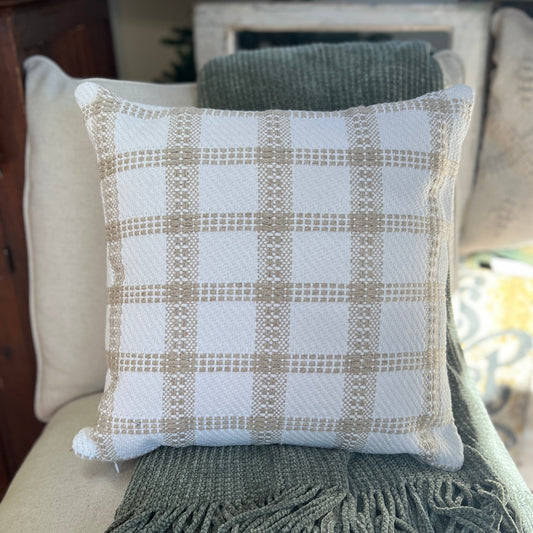 Pillow - Taupe Woven Plaid 17 x 17