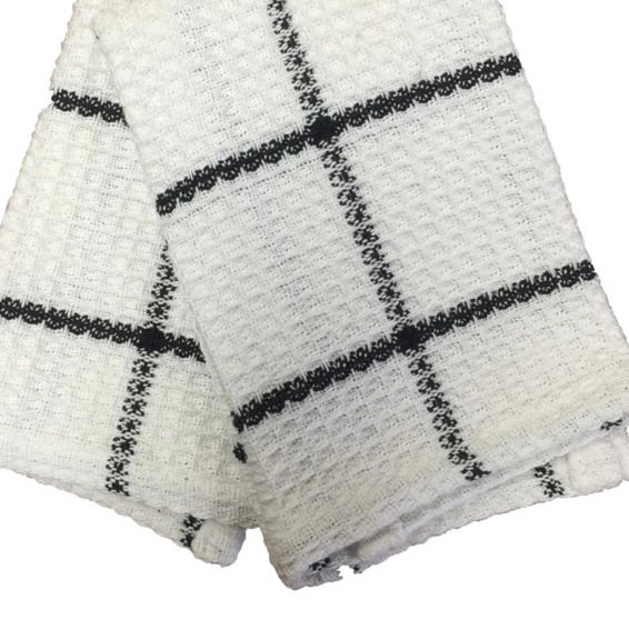 Dish Cloth Set of 2 - Waffle Check Black