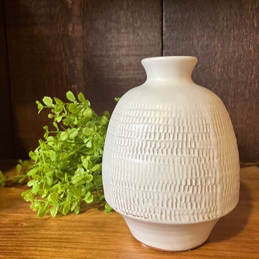 White Textured Vase