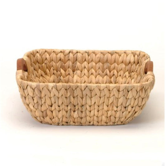 Basket - Square Hyacinth with Wood Handles