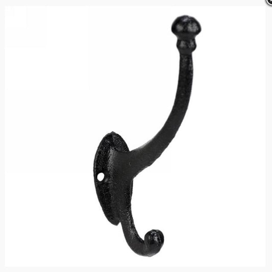 Black Cast Iron Double Hook Oval Back