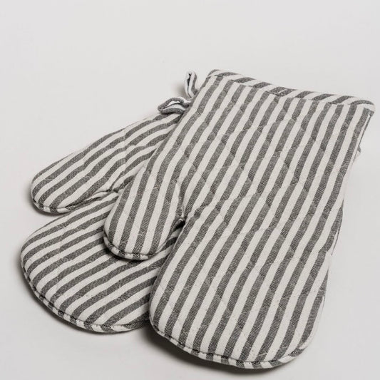 Oven Mitts Set of 2 - Grey Stripe