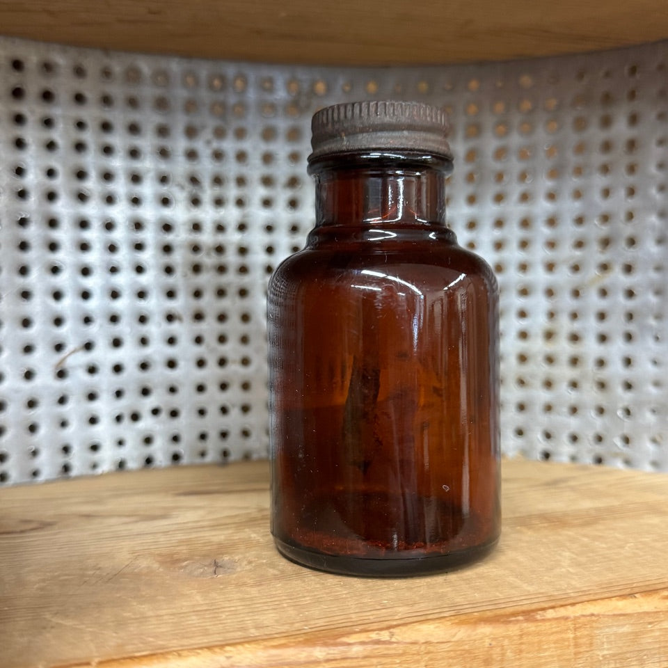 Round Amber Bottle with Lid 2D x 4H