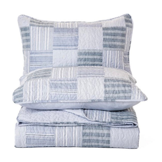 Quilt King Blue Stripe Squares