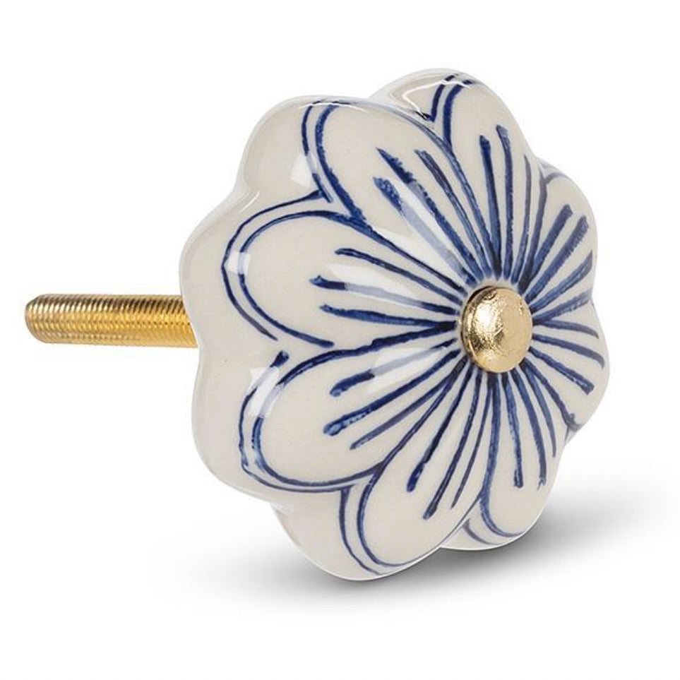 Blue & White Flower Petal Knob