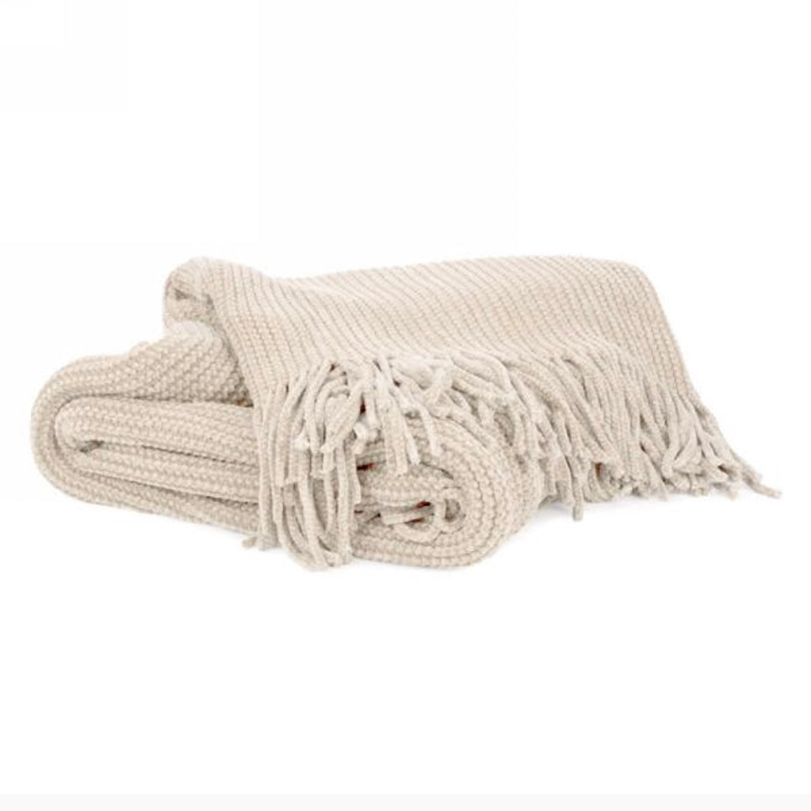 Creme Throw with Fringe