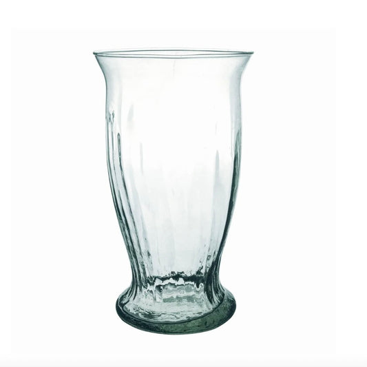 Vase - Fluted Recycled Glass Tapered at Bottom