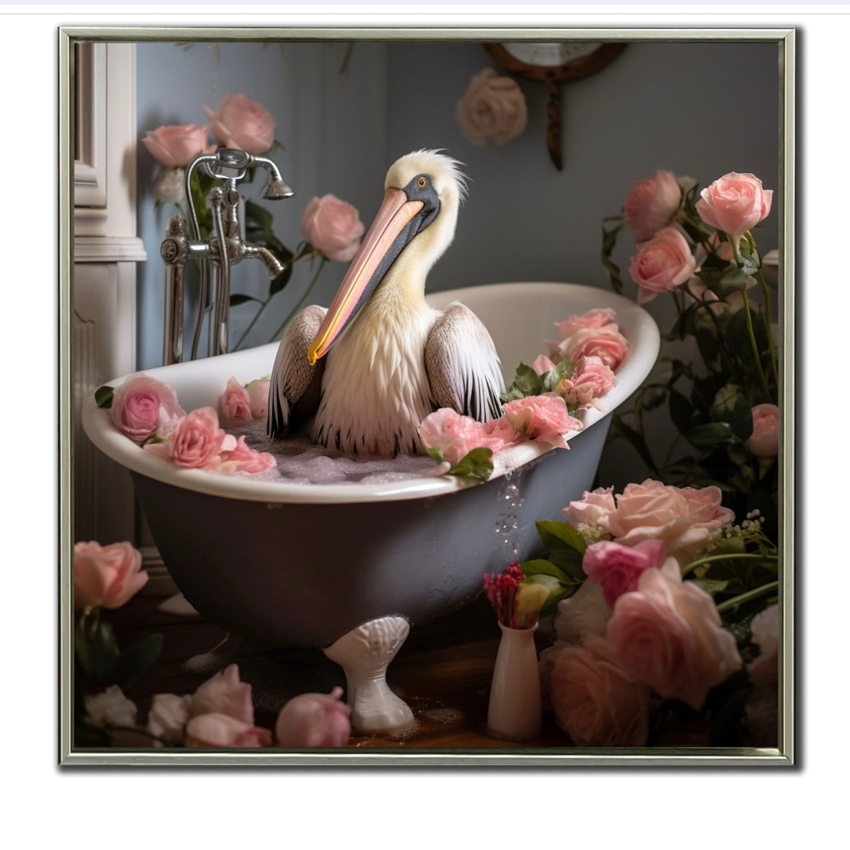 Art - Bathing Pelican 25.5 x 25.5