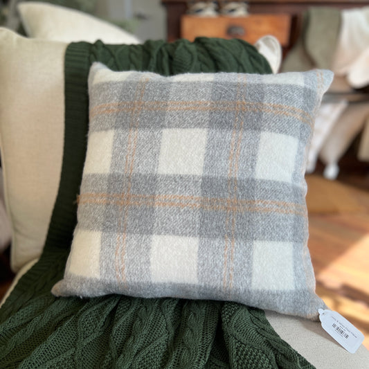 Grey & White Plaid Pillow