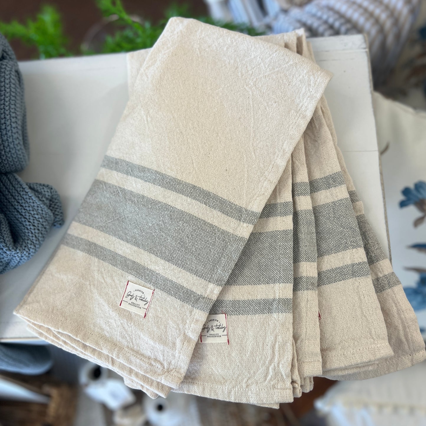 Grey Stripe Tea Towel