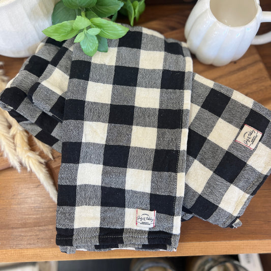 Black & Ivory Check Tea Towel