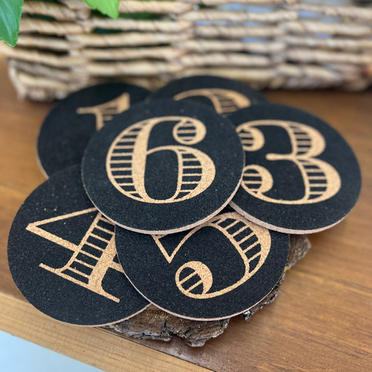 Number Coaster Set of 6 - Black