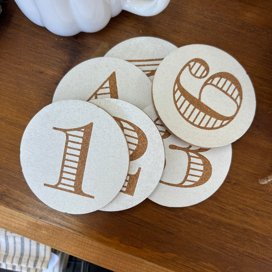 Number Coaster Set of 6 - White