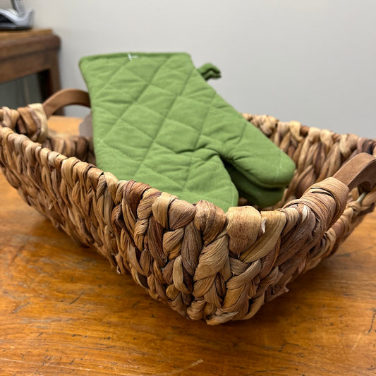 Basket - Hyacinth Rectangular with Wood Handles