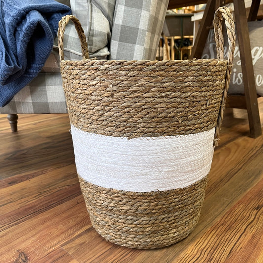 Basket - Woven Seagrass with White Band