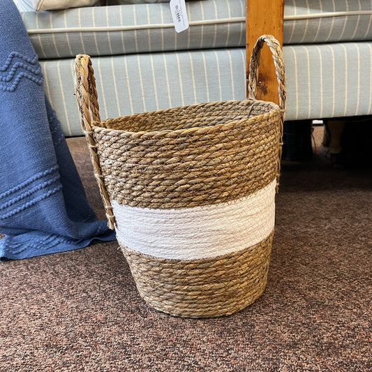 Basket - Woven Seagrass with White Band